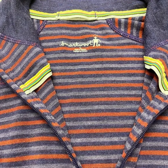 Smartwool Quarter Zip Striped Base Layer Mountain Purple Moab - Picture 2 of 12